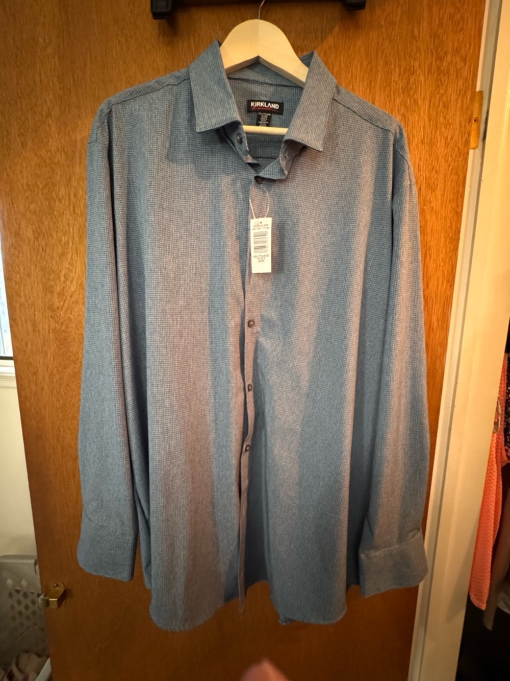 Kirkland Signature Men's Patterned Blue Dress Shirt